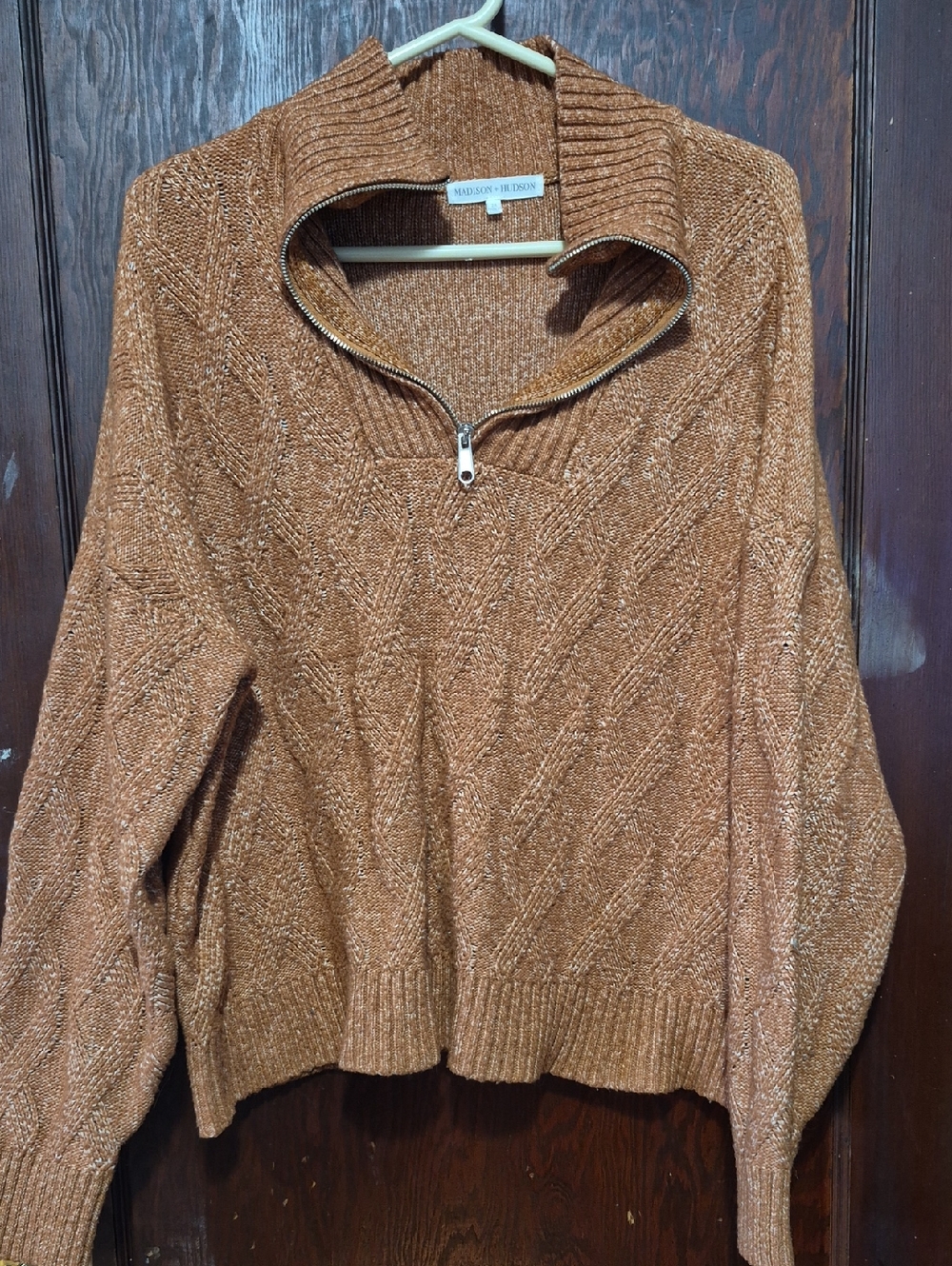 Copper Half-Zip Cowl Sweater